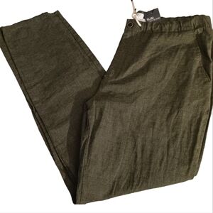 Denim Co Men's Linen Blend Slim Pants Drawstring Flat Front  Size XL